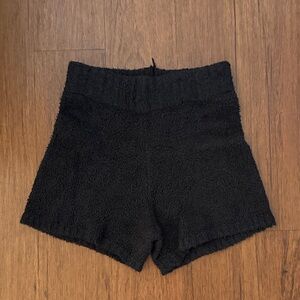 Skims Cozy Knit Black Fleece Shorts